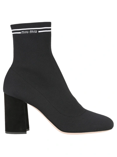 Shop Miu Miu Sock Ankle Boot In Black / White