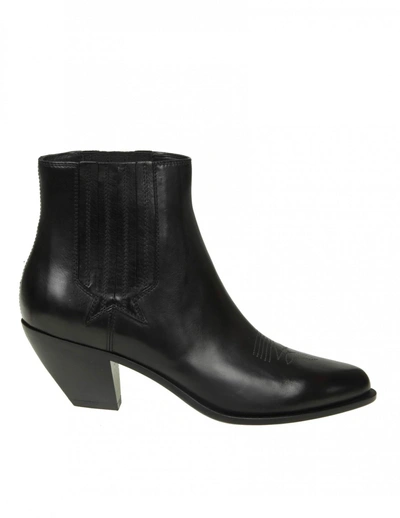 Shop Golden Goose "sunset" Black Leather Ankle Boots