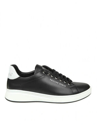 Shop Philipp Plein Sneakers "lo-top Original" In Black Leather In Black/white