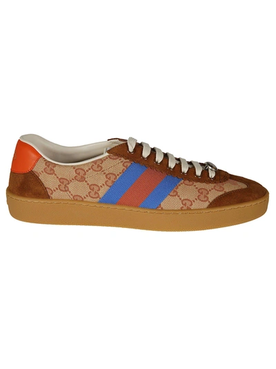 Shop Gucci Patchwork Sneakers In Beige