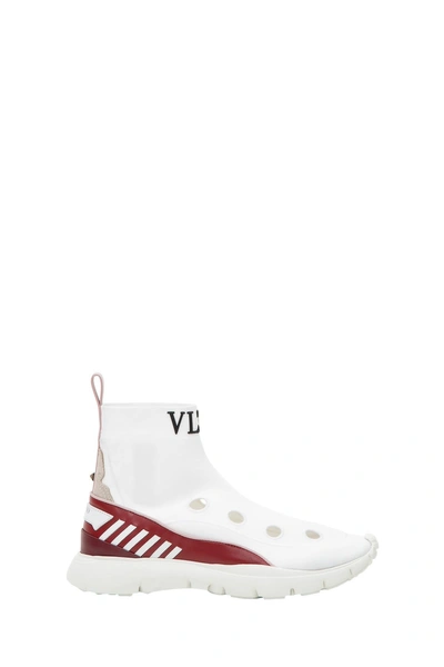 Shop Valentino Vltn High Top Sneakers In Bianco