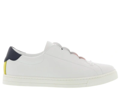Shop Fendi Slip-on Sneakers In White/blue/lime/multicolor