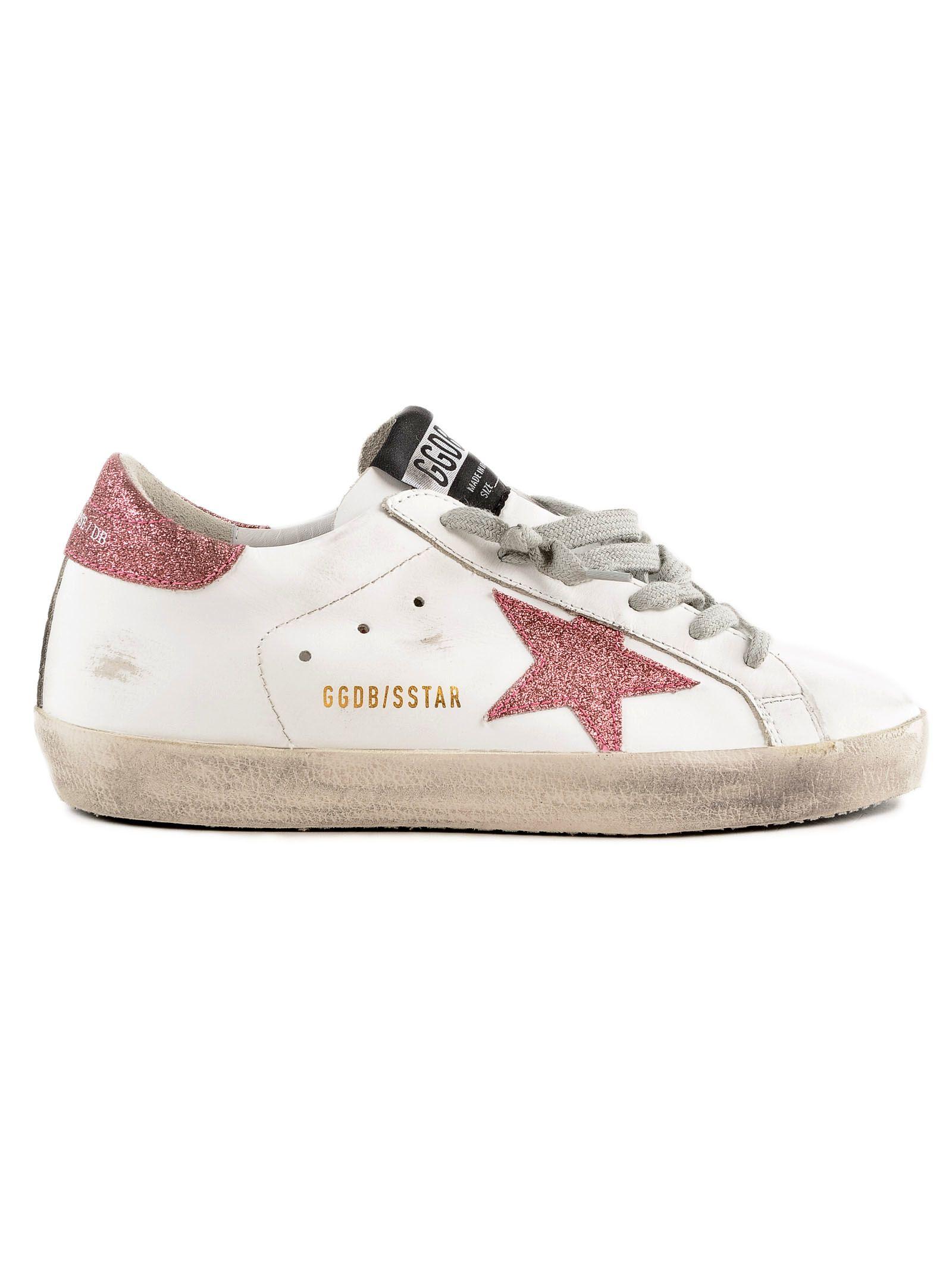 Golden Goose Superstar Glittery Sneakers In Hwhite Rose Glitter | ModeSens