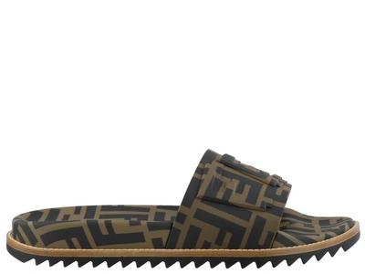 Shop Fendi Slide Sandals In Maya Nero
