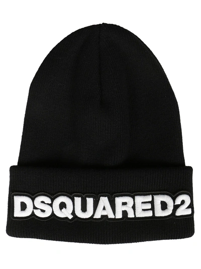 Shop Dsquared2 Embroidered Logo Beanie In Nero