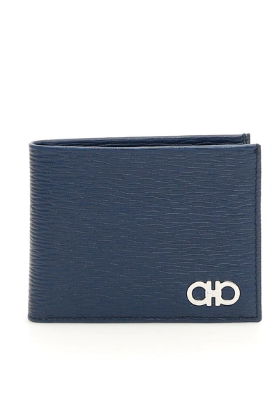 Shop Ferragamo Calfskin Revival Wallet In Fjord Blue