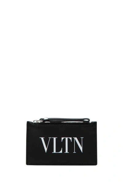 Shop Valentino Zippered Vltn Card Holder In Nero