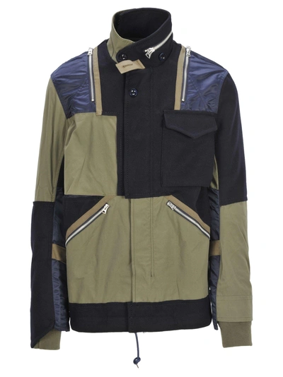 Shop Sacai Phield Jacket Bicolor In Navy + Kaki