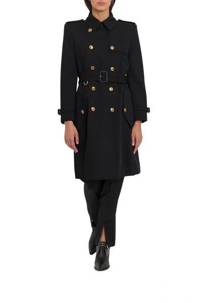 Shop Givenchy Wool Crepe Classic Trenchcoat In Nero
