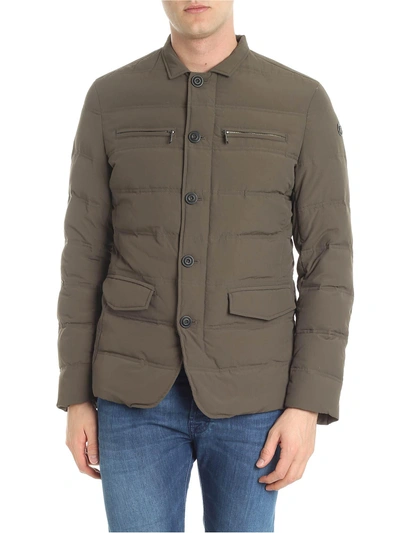 Shop Trussardi Duck Feather Jacket In Military Green