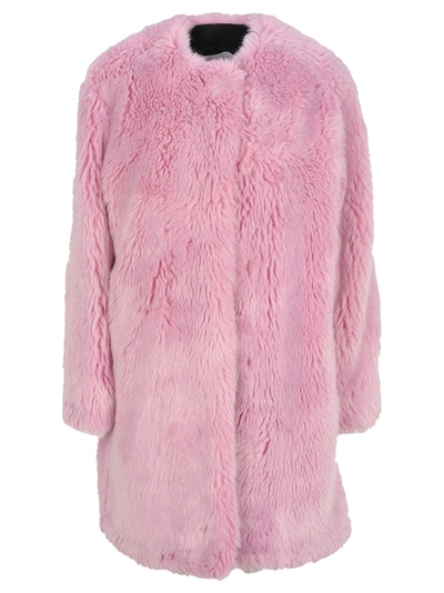 Shop Msgm Faux Fur Coat In Pink