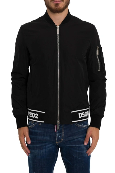 Shop Dsquared2 Down Jacket With Logo Print In Nero