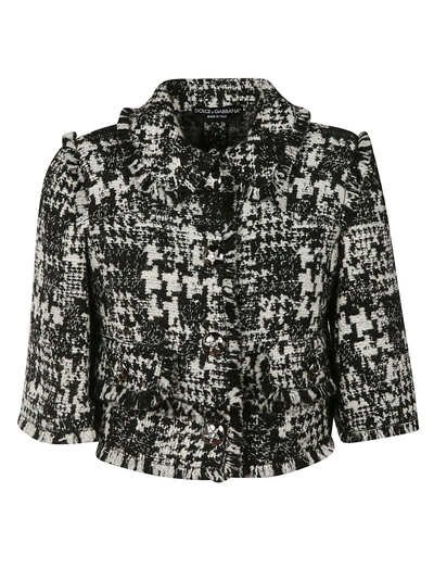 Shop Dolce & Gabbana Raw Detail Boxed Jacket In Multicolored