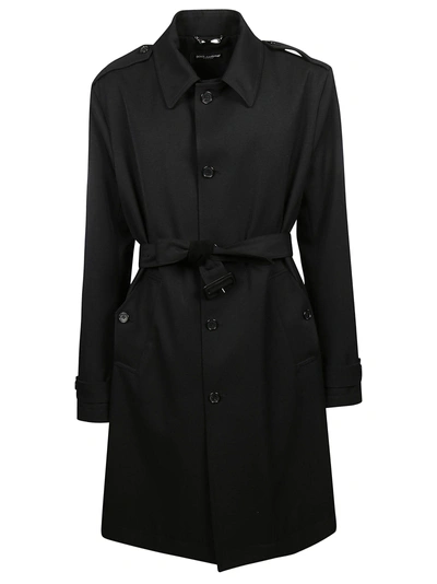 Shop Dolce & Gabbana Single Breasted Trench In Black