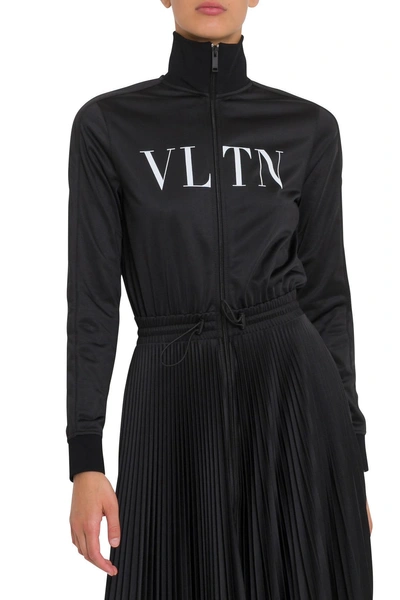 Shop Valentino Vltn Zippere Dress In Nero