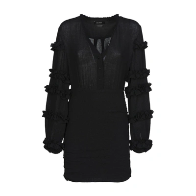 Shop Isabel Marant Ruffle-trimmed Dress In Black