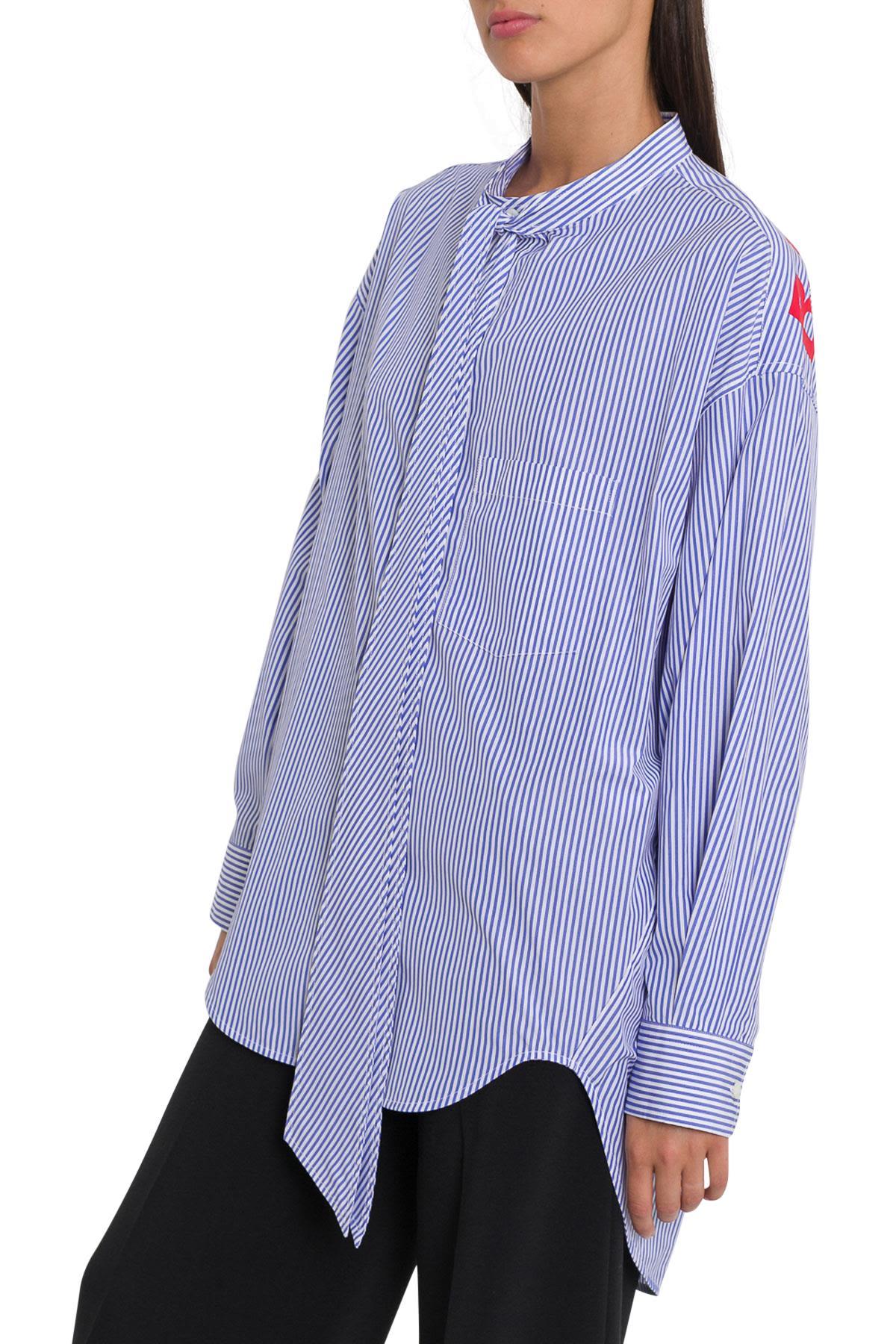 Balenciaga Striped Shirt With Back Logo Print In Multi | ModeSens