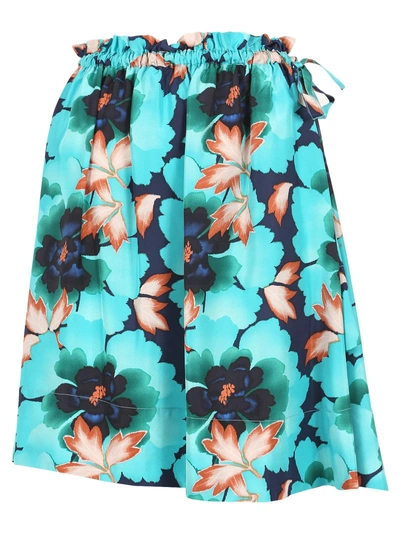 Shop Kenzo Skirt Flower In Light Blue/flowers