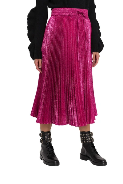 Shop Red Valentino Midi Pleated Skirt In Rosa