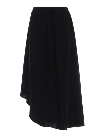 Shop Loewe Asymmetric Midi Skirt In Black