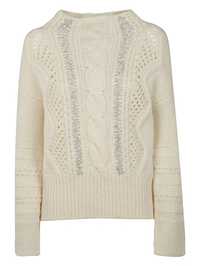 Shop Ermanno Scervino Perforated Sweater In White