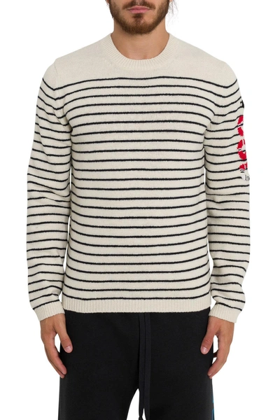 Shop Gucci Striped Intarsia Sweater In Bianco
