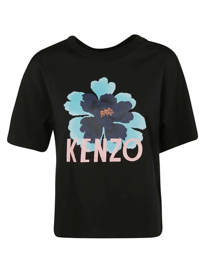 Shop Kenzo Floral Print T-shirt In Black
