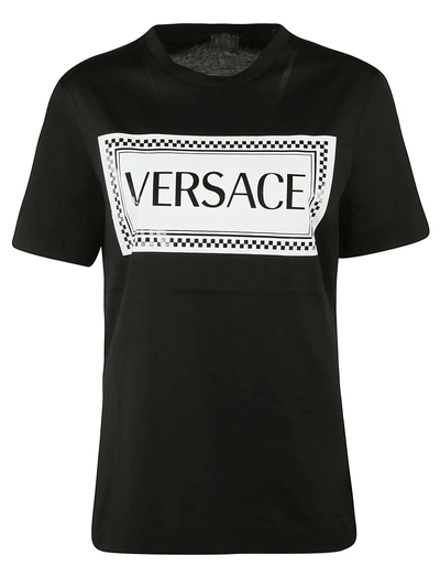 Shop Versace Printed Logo T-shirt In White Black