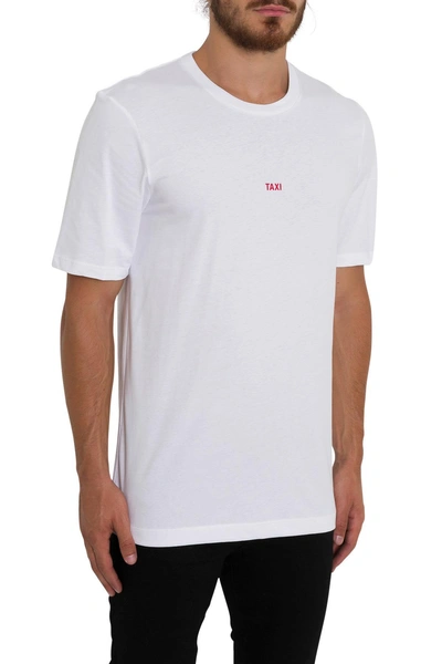 Shop Helmut Lang Crewneck T-shirt With Taxi Print In Bianco