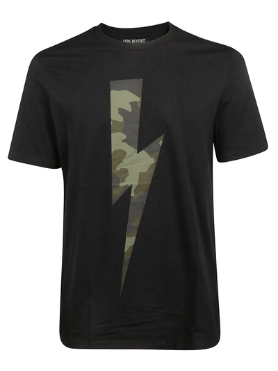 Shop Neil Barrett Camouflage Lightning Bolt T-shirt In Nero Verde