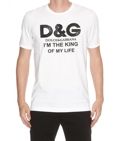 Shop Dolce & Gabbana I'm The King Of My Life T-shirt In Optic White