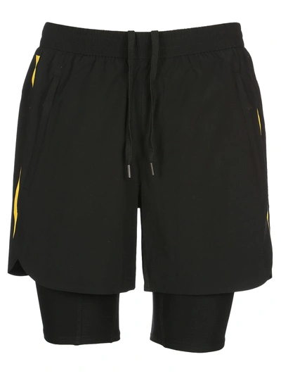 Shop Blackbarrett Black Barrett Bermuda + Short Leggings In Black + Yellow