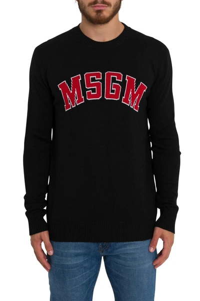 Shop Msgm Logo Sweatshirt In Nero