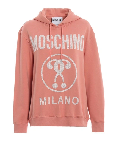 Shop Moschino Logo Print Hoodie In Apink