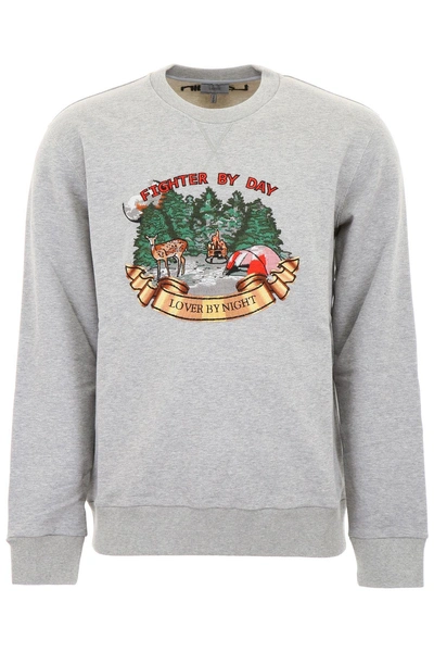 Shop Lanvin Fighter By Day Lover By Night Sweatshirt In Grey (grey)