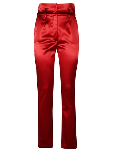 Shop Dolce & Gabbana High-waist Fitted Trousers In Red