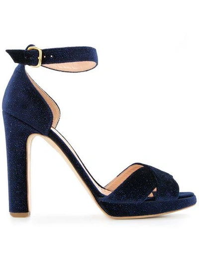 Shop Rupert Sanderson Starry Velvet Sandals - Blue