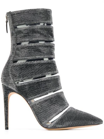 Shop Alexandre Birman Cutout Ankle Boots In Grey