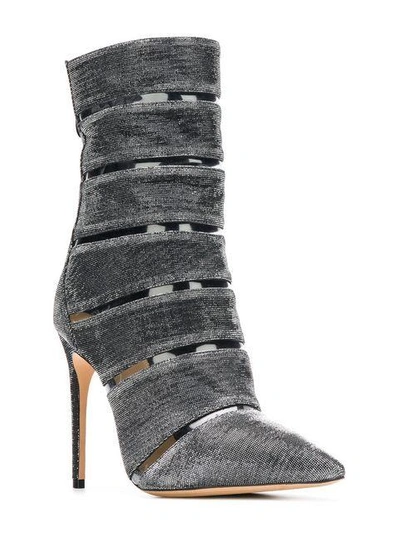 Shop Alexandre Birman Cutout Ankle Boots In Grey