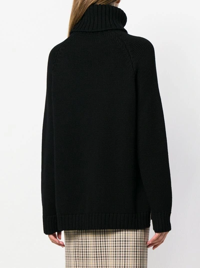 Shop Fendi Turtleneck Knitted Sweater - Black