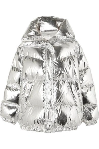 Shop Mm6 Maison Margiela Oversized Quilted Metallic Shell Down Jacket In Silver