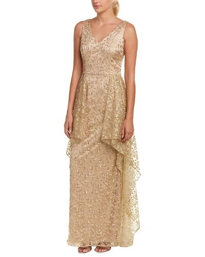 Shop David Meister Gown In Gold