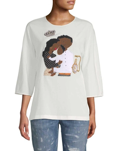 Shop Dolce & Gabbana Family Graphic Embellished Blouse In Nocolor