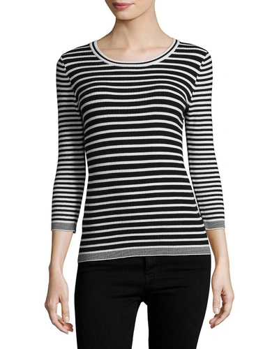 Shop Karl Lagerfeld Strip Knit Sweater In Nocolor