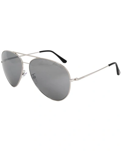 Shop Tom Ford Unisex Aviator Sunglasses Ft9311 16c 64 Silver Metal Frames Grey Lenses 64mm Sunglasses In Nocolor