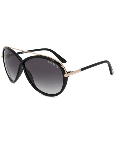 Shop Tom Ford Tamara Oval Sunglasses Ft0454 01b 64 64mm Sunglasses In Nocolor