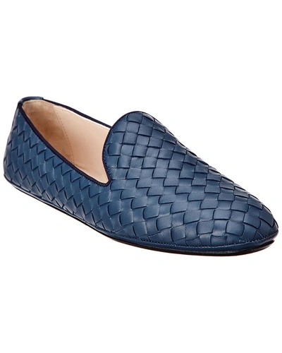 Shop Bottega Veneta Fiandra Intrecciato Leather Slipper In Blue