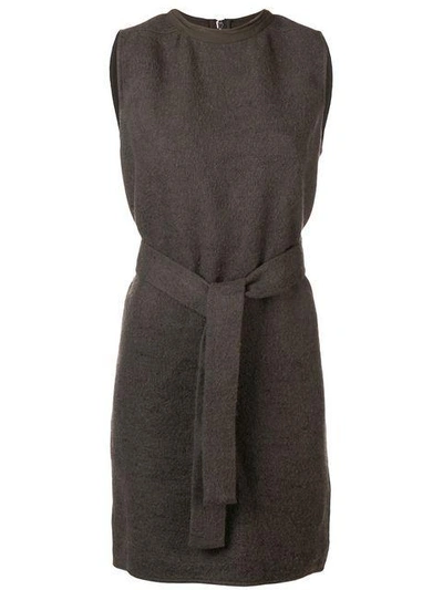 Shop Rick Owens Belted Dress In Grey