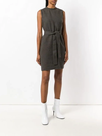 Shop Rick Owens Belted Dress In Grey