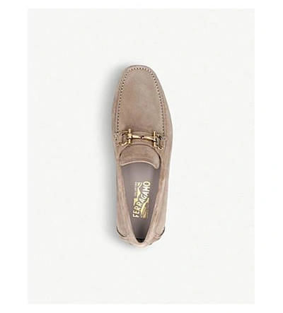 Shop Ferragamo Parigi Suede Loafers In Beige